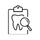 Icono de un diente dentro de un archivador con una lupa sobre él.